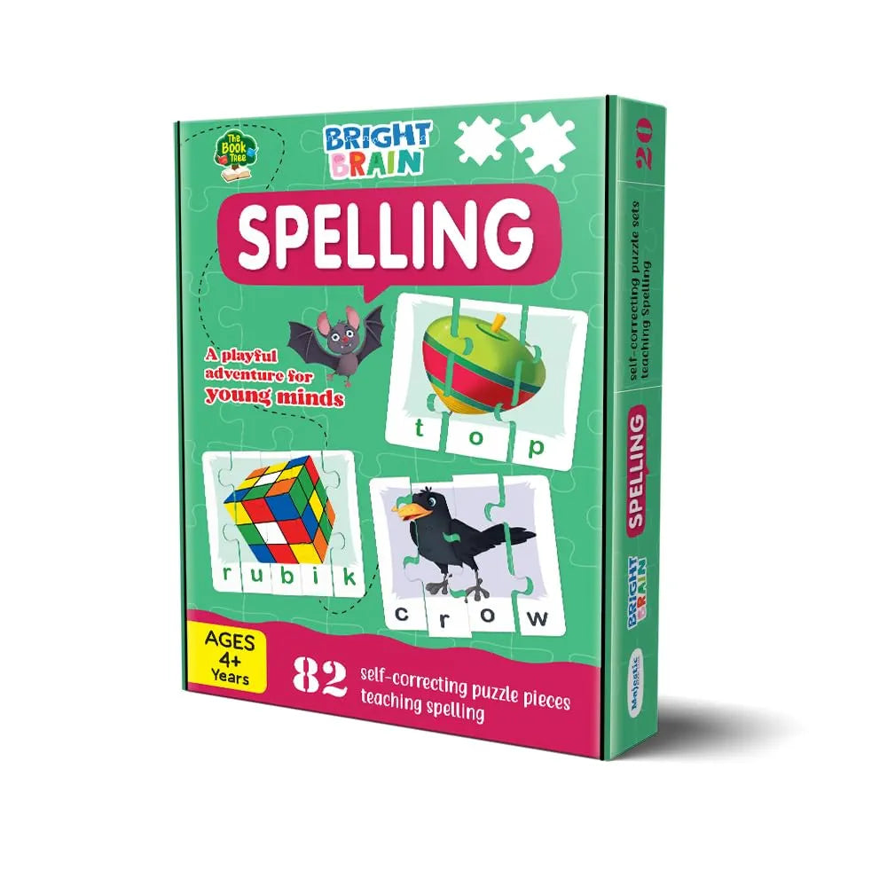 The Book Tree Bright Brain Spellings 82 Piece Jigsaw Puzzle for Preschoolers, Educational Toy for Learning Space, Gifts for Kids Ages 3 to 6 by Majestic Book Club