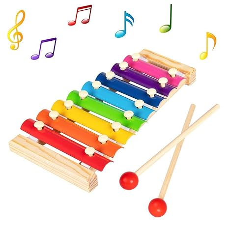 Webby Colorful 8 Different Tones Hand Knock Xylophone with 2 Wooden Mallets