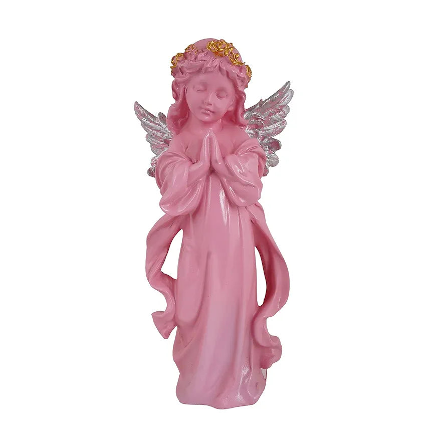 Zart Praying Angel Girl Silver Winged Showpiece for Home Decor Showpiece