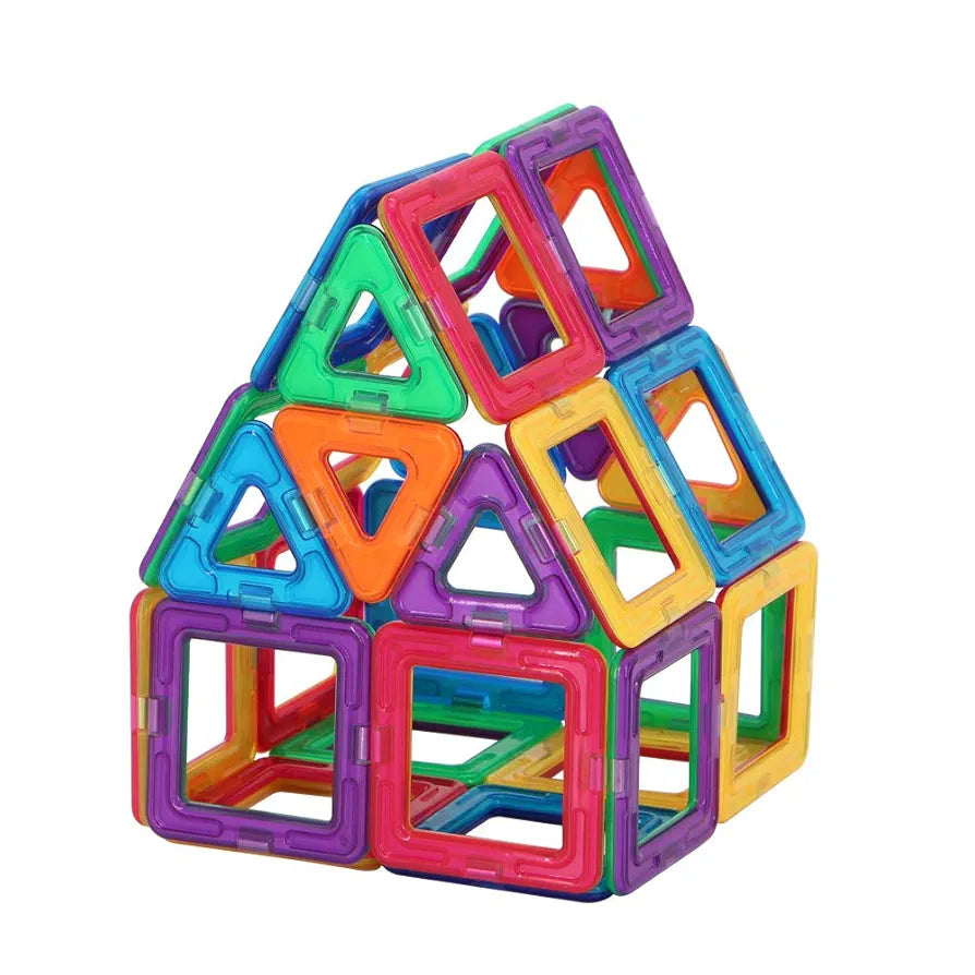 Trinkets & More-3D Premium Magnetic Magna Blocks Toys Building Tiles Stacking Set Magical Construction Game Puzzle Stem With Storage Box.,Multi