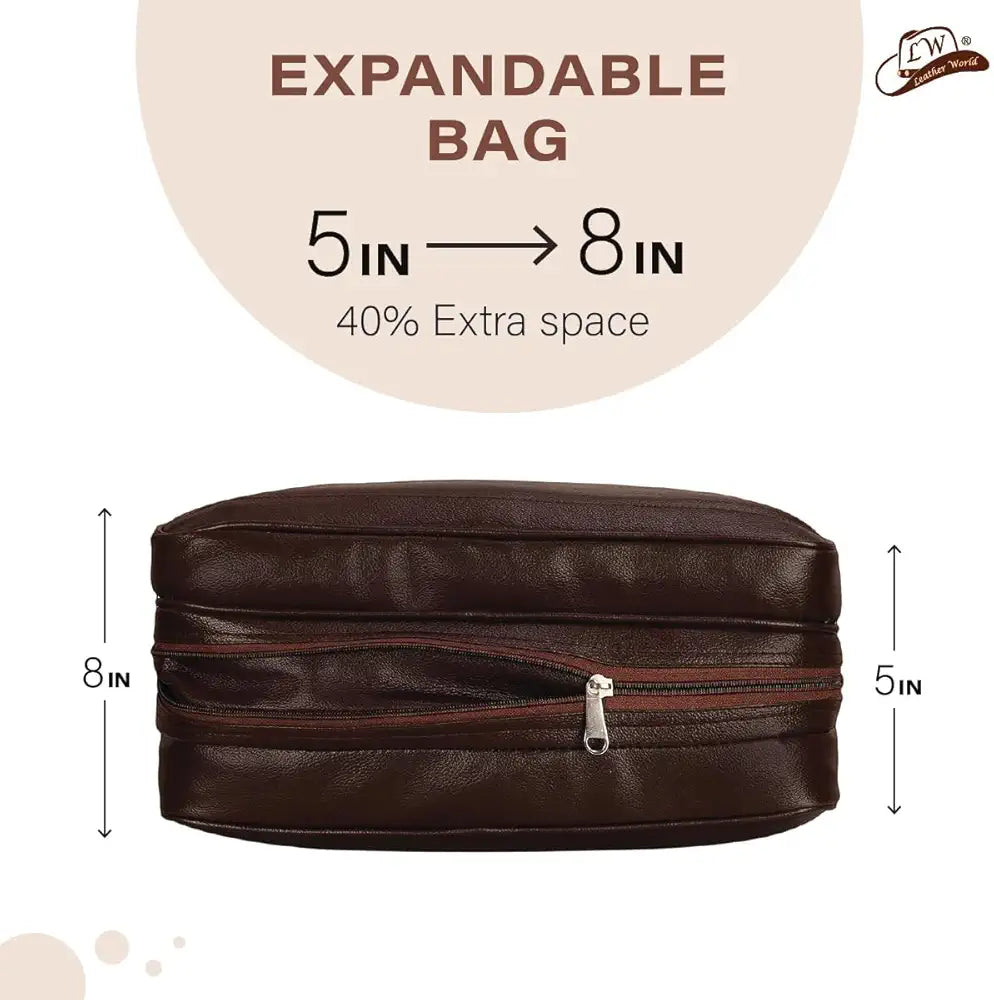 Leather World Synthetic Leather Briefcase: 15.6 Inch Brown Laptop Office Expandable Messenger Shoulder Bag for Men and Women