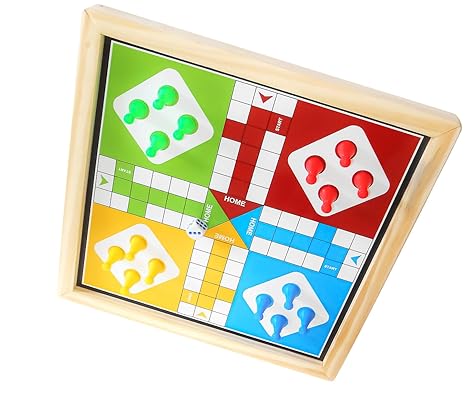 Zudo Toys Ludo Snakes & Ladders Wooden Magnetic Board Game 2-Pack Two Game Set in One