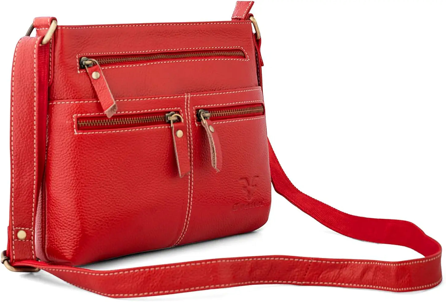 Goatter Genuine Soft Leather Multi Pocket 10" Inch Sling Cross-BodyBag for Girls And Women,