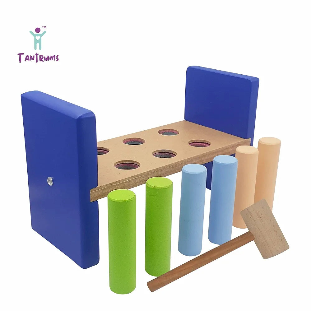 Tantrums Cobbler Bench 6 Pegs with Hammer to Build Hand Eye Concentration Motor Skills Cause and Effect - Kids
