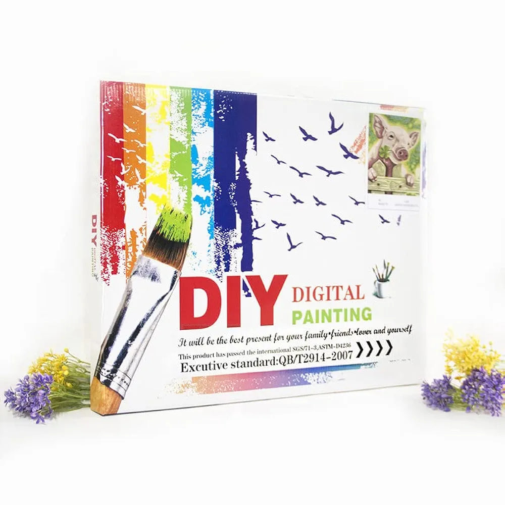 TULIP N TURTLE European Street Diy Acrylic Paint By Number Kit For Beginner Number Painting Kit Diy Canvas Painting By Number. Wall Decoration Diy Painting Kit ,Multi-Coloured