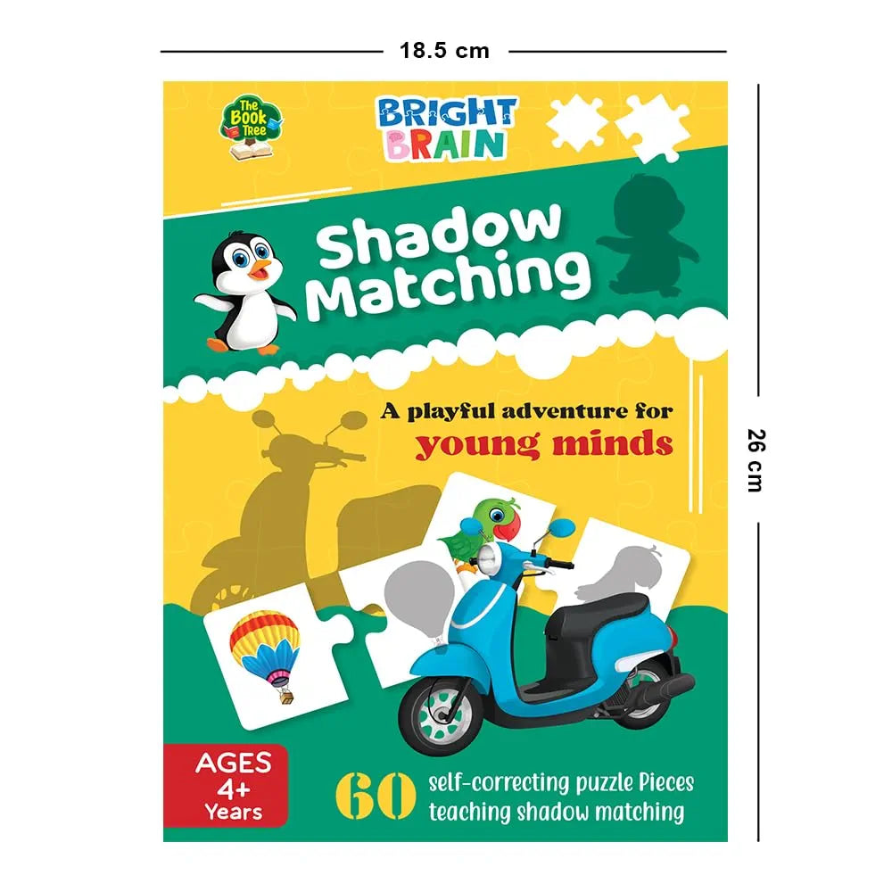 The Book Tree Bright Brain Shadow Matching 60 Piece Jigsaw Puzzle for Preschoolers, Educational Toy for Learning Matching Pictures, Gifts for Kids Ages 3 to 6 by Majestic Book Club