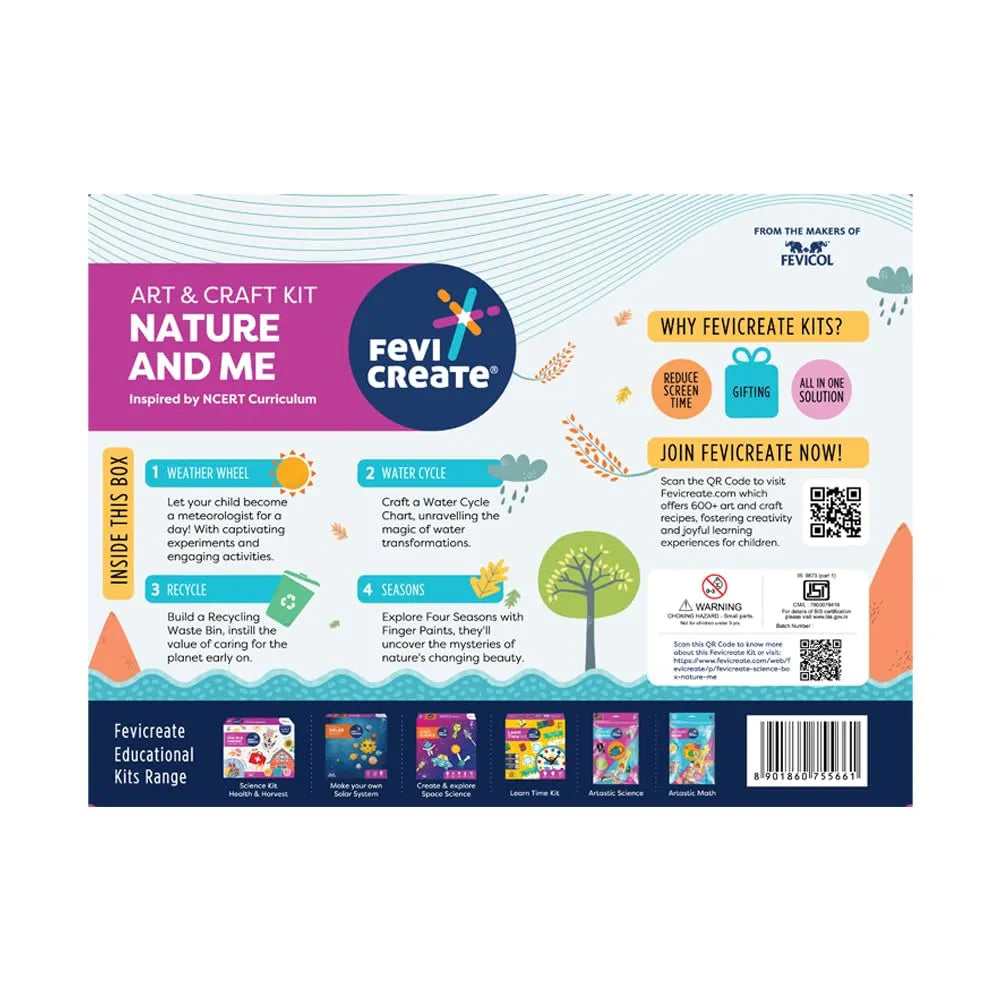 Fevicreate Nature and Me Art & Craft Kit | Science Series Inspired by NCERT Curriculum | Build a Weather Wheel, a Recycling Waste bin, Water Cycle Chart and Explore Seasons