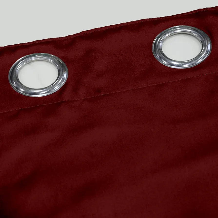 Divine Casa 5 Feet Semi Blackout Window Curtains Colour Maroon Polyester Panels with Grommets Light Filtering Curtains (Pack of 2)