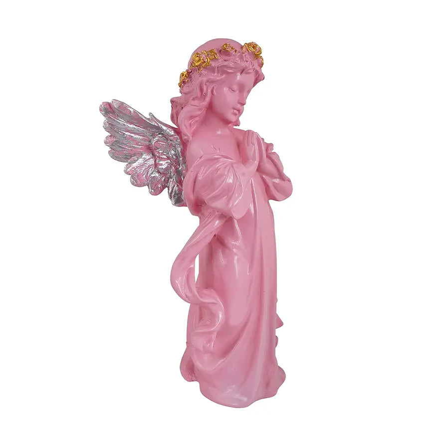 Zart Praying Angel Girl Silver Winged Showpiece for Home Decor Showpiece