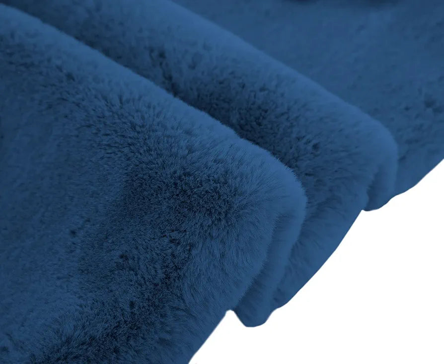 Luxe Home International Rabbit Fur Rectangular Carpet Soft Anti Slip Skid Rufle Mats for Bathroom Door 3X5 Feet Colour Teal