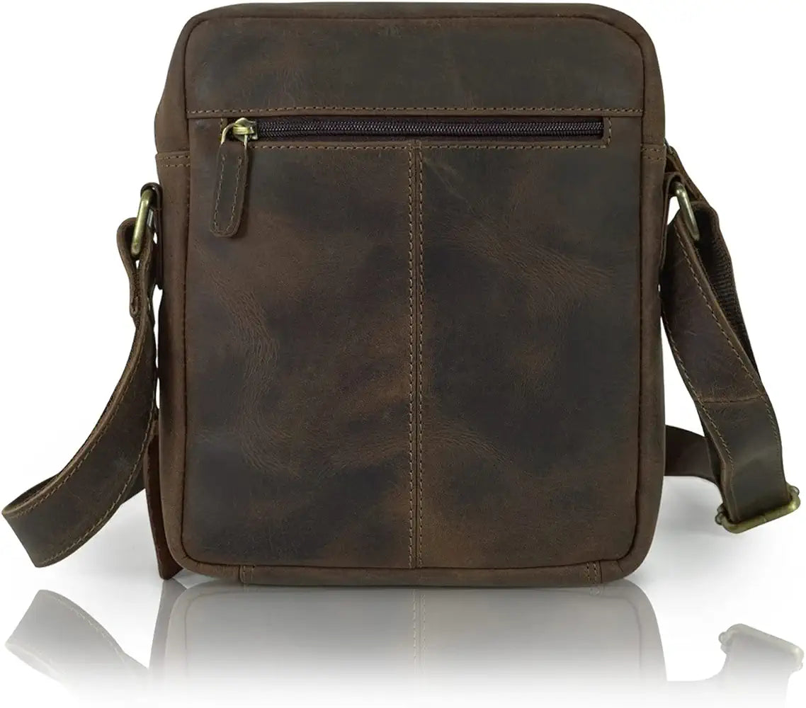 Goatter Hunter Leather 10”Inch Multi Pocket Crossbody Messenger Bag For Men GTHT-13