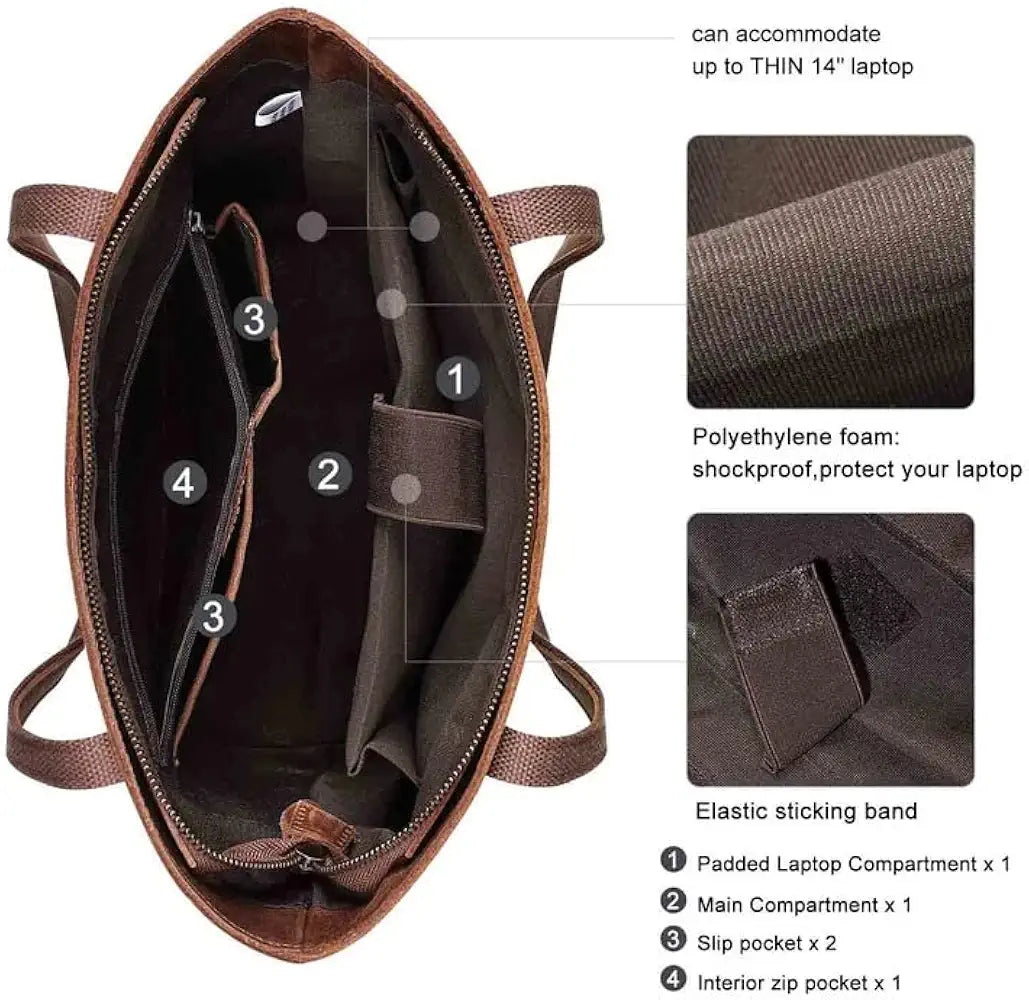 Goatter Genuine Leather Handbags For Working Women,