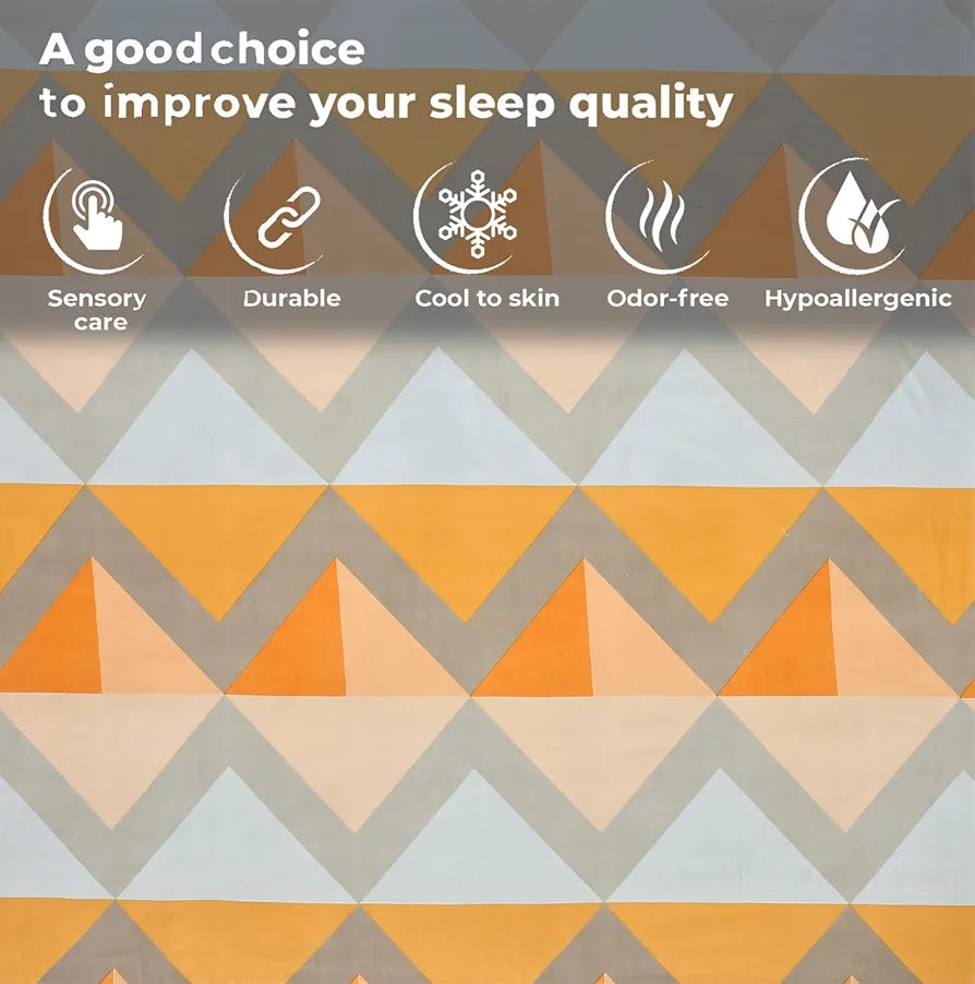 Fresh From Loom Single Bed Floral Design Microfiber Single Bedsheet Wrinkle Free 1 Pillow Covers Included 144 TC Chevron Orange