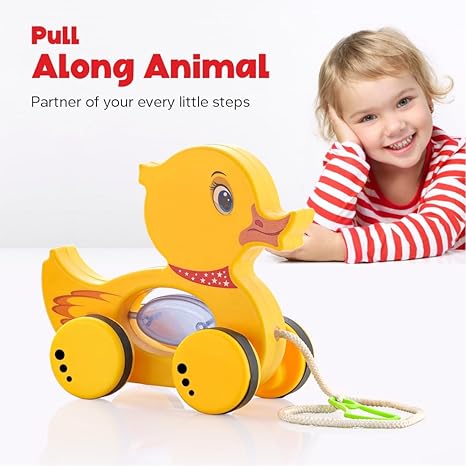 Zudo Pull Along Toddler Toy Pull Along Toy with Attractive Design Developmental Toy (Duck)