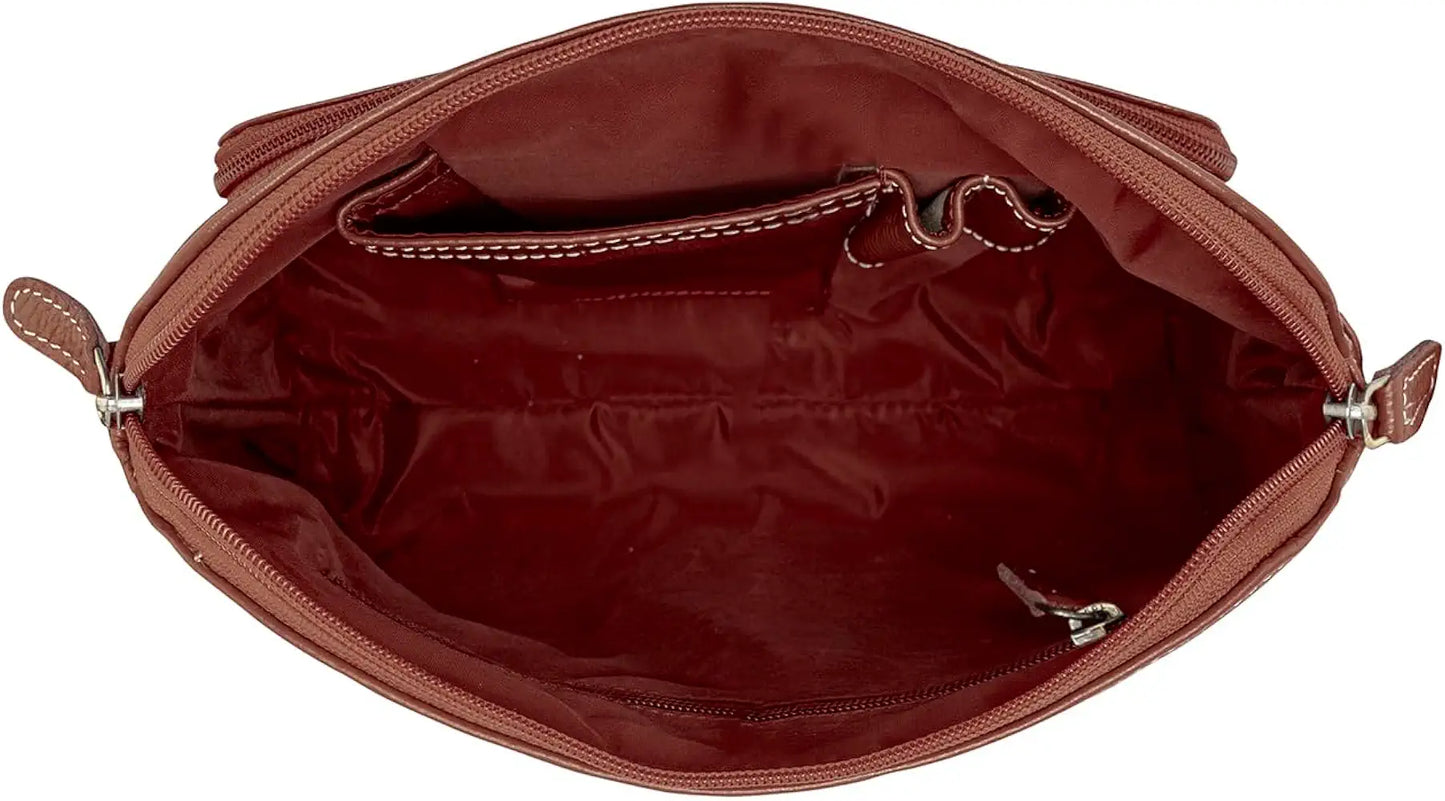 Goatter Genuine Soft Leather Multi Pocket 10" Inch Sling Cross-BodyBag for Girls And Women,