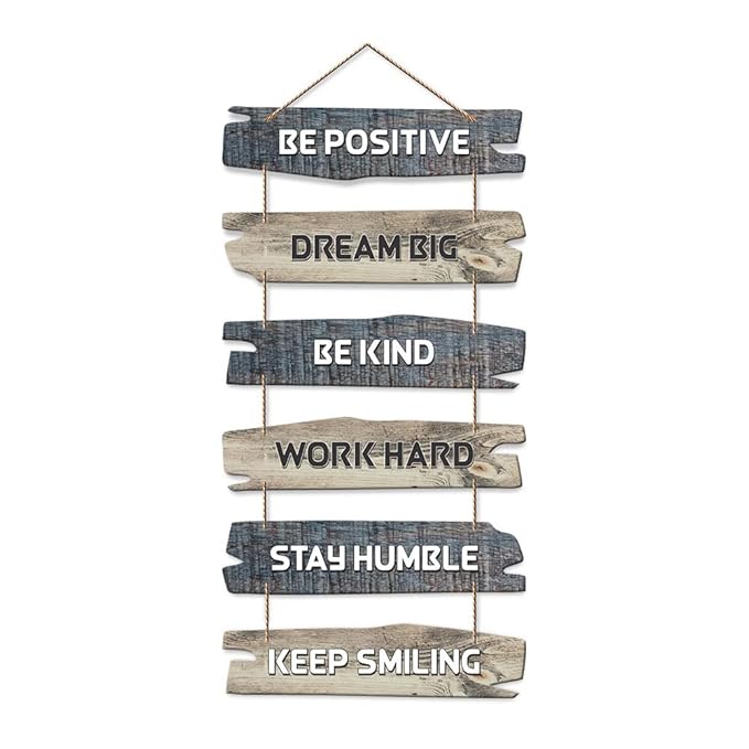 Artvibes Decorative Wall Hanging Wooden Art Decoration Item for Living Room | Quotes Decor Item | Set of 6