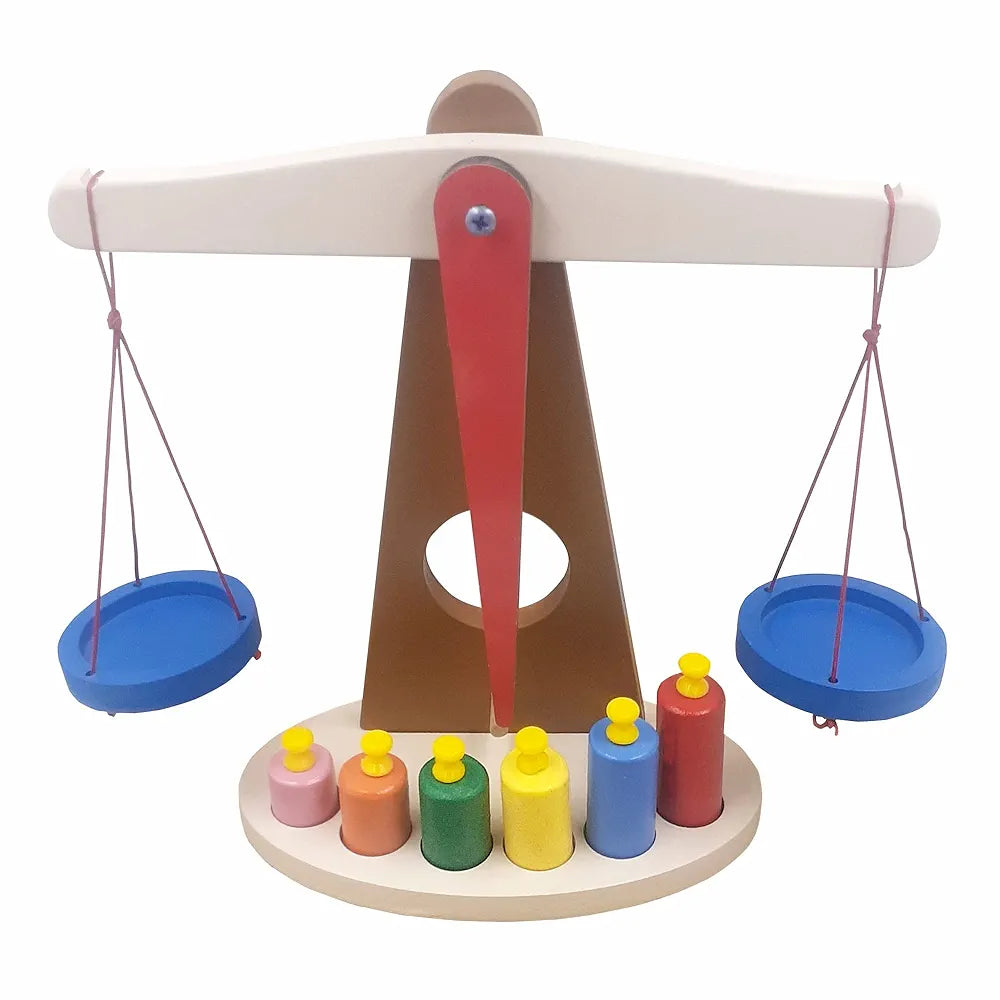 Tantrums Wooden Weighing Balance Toy for Colorful Weights Pre-School Learning Game | Pan Balance Scale for Kids | Education Puzzle Learning Aid for Kids