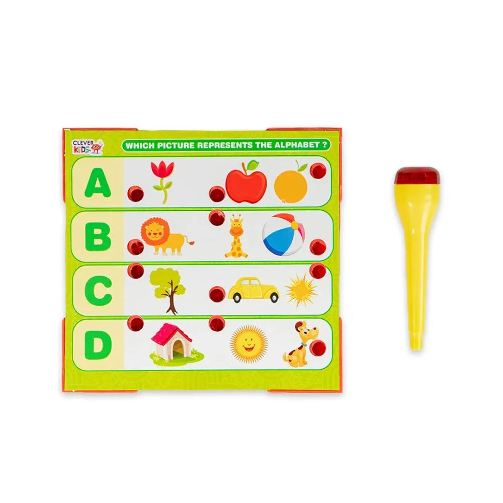 RATNA'S Intellikids Electro Game, 10 Double Sided Printed Cards, If it Lights its Right!! Learn About Alphabet,Numbers,Colors,Shapes,etc