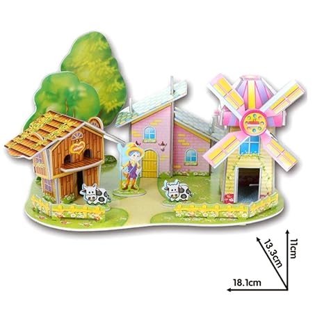 Webby Diy Cozy Farm Building Jigsaw Puzzle with Real Plant Eductaion Toy 38Pcs