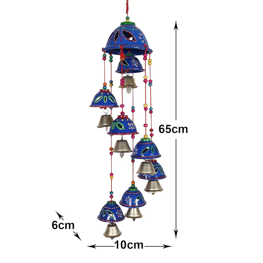 Heart Home Plastic Rajasthani Design Handcrafted Hanging Windchimes Latkan with 8 Bells