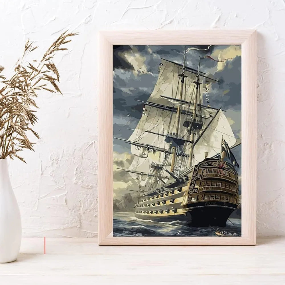 TULIP N TURTLE Cruise Diy Acrylic Paint By Number Kit For Adults Kids Beginner Number Painting Kit Diy Canvas Painting By Number. Wall Decoration Diy Painting Kit For Adults,Multi-Coloured