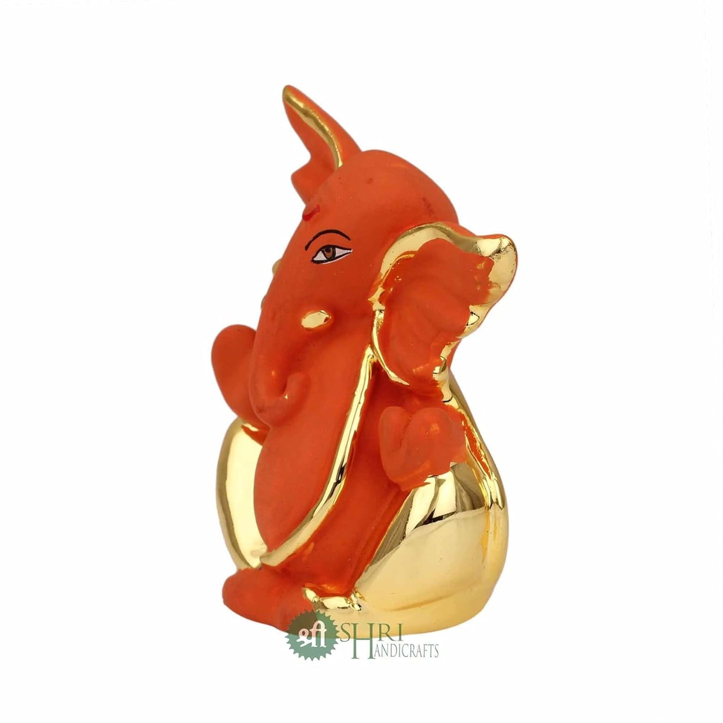 Indicast Resin God Ganpati Gold Plated Ganesha Idol for Car Dashoboard & Home and Office Decor