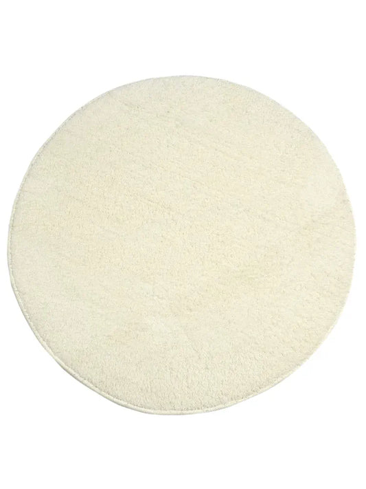 Saral Home Neon Shaggy Yarn Anti-Skid Round Mats Colour Ivory