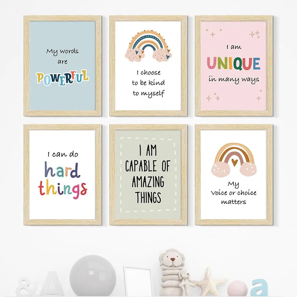 ArtX Motivational -07 Quotes Wall Art A4 Size Multicolor Synthetic Wood Frames Set Of 6