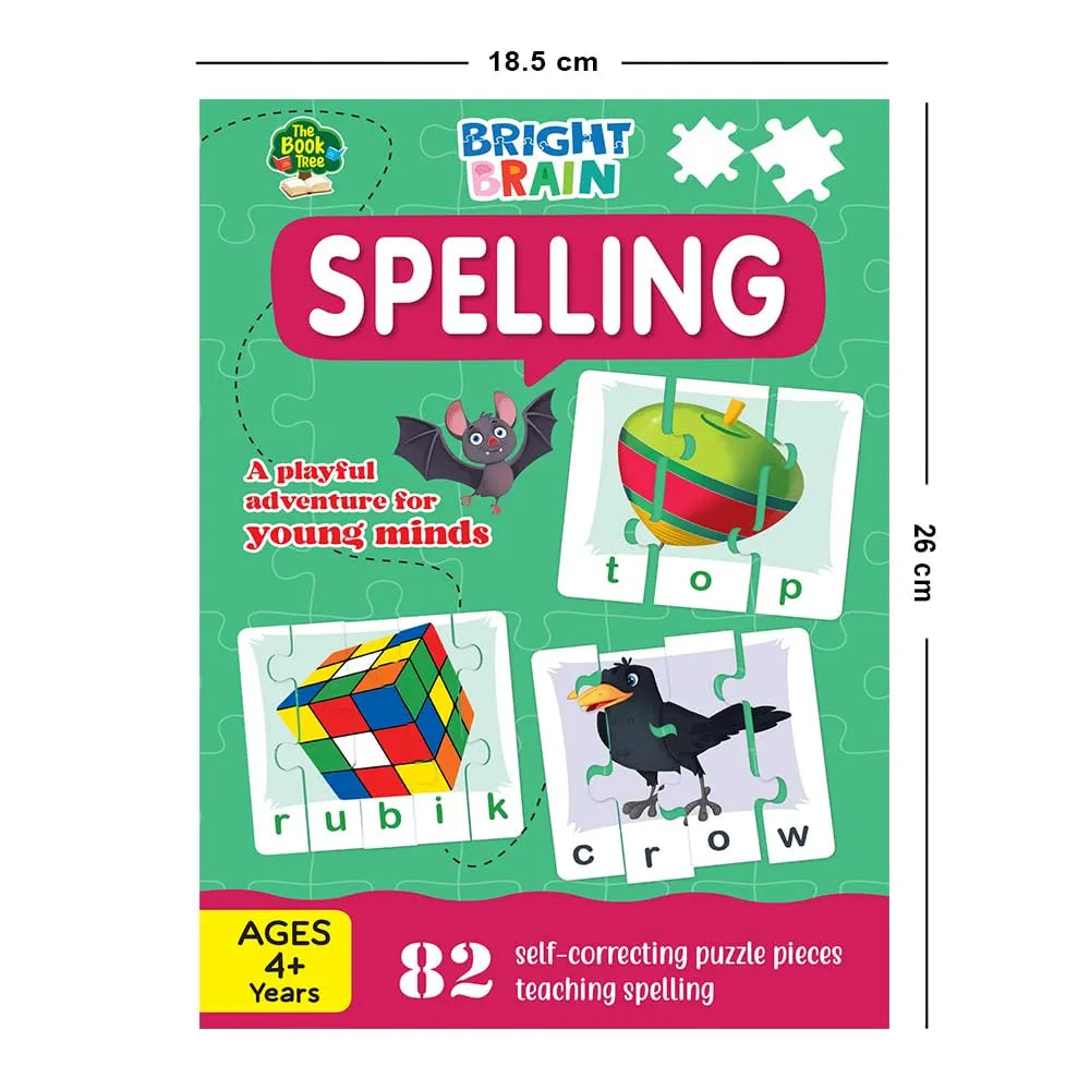 The Book Tree Bright Brain Spellings 82 Piece Jigsaw Puzzle for Preschoolers, Educational Toy for Learning Space, Gifts for Kids Ages 3 to 6 by Majestic Book Club