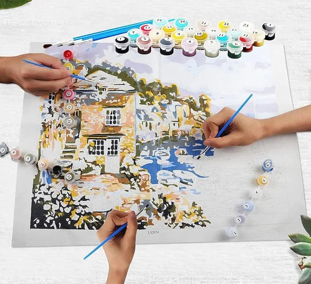 TULIP N TURTLE Cruise Diy Acrylic Paint By Number Kit For Adults Kids Beginner Number Painting Kit Diy Canvas Painting By Number. Wall Decoration Diy Painting Kit For Adults,Multi-Coloured