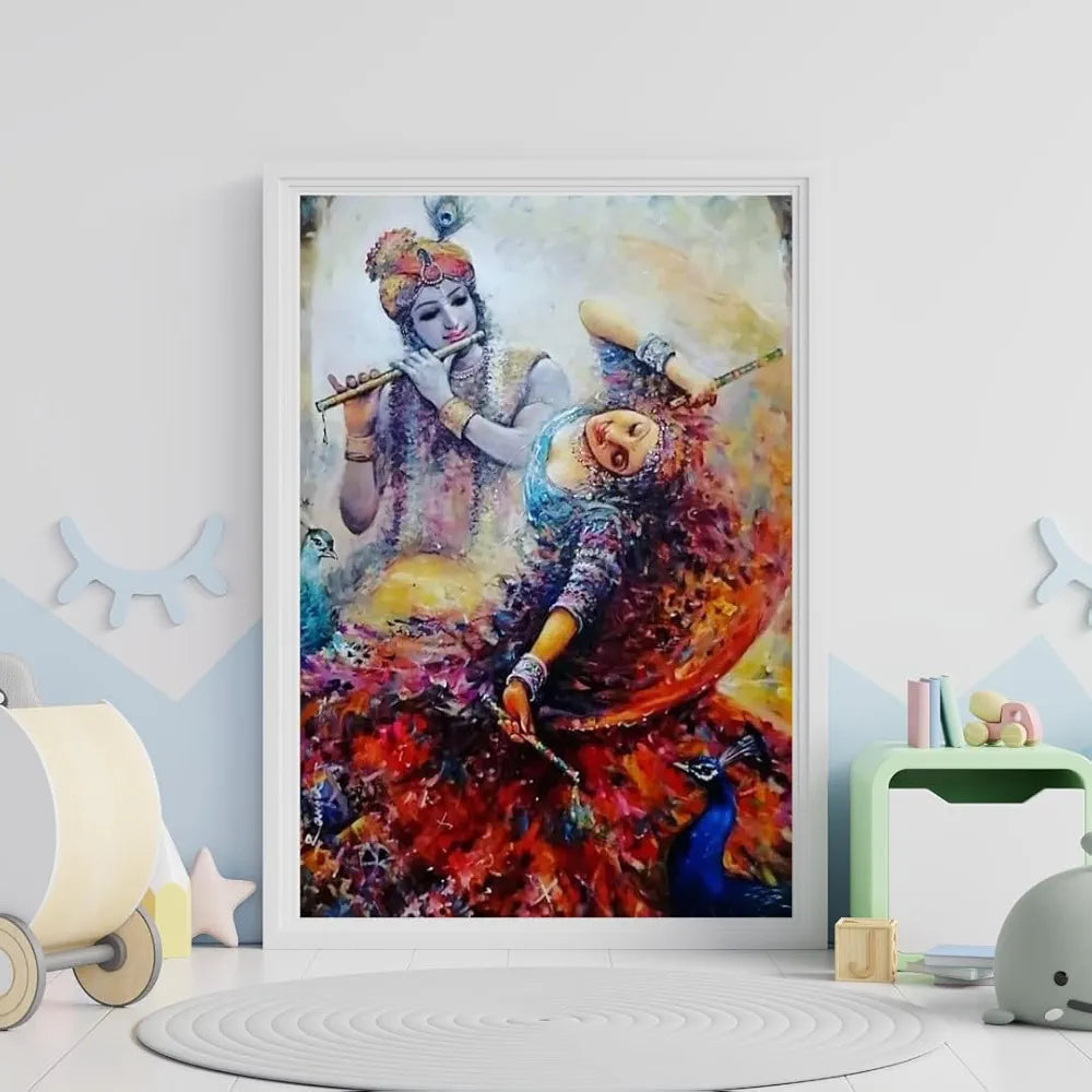 TULIP N TURTLE Radha Krishna Dandia DIY 5D Diamond Painting by Number Kits Diamond Drill Diamond Painting Kit Cross Stitch Pictures Arts Craft