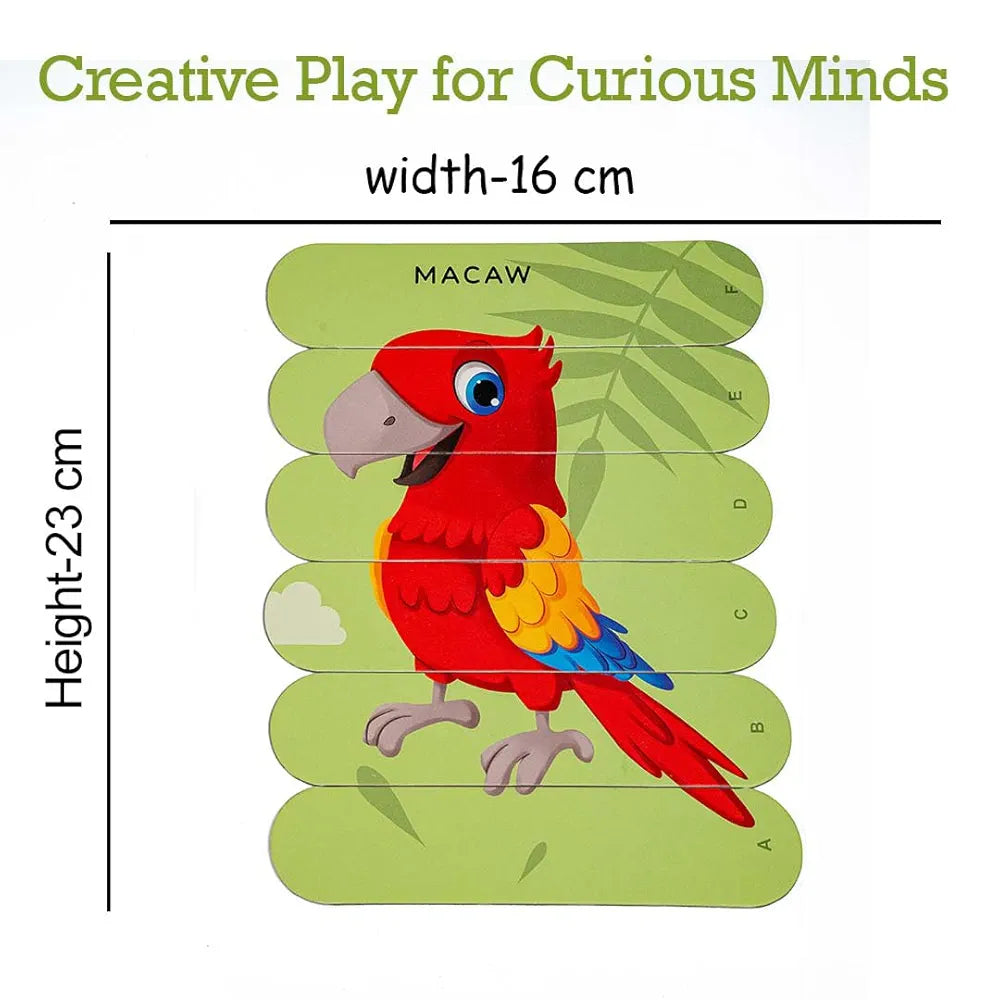 THE BOOK TREE Birds Stick Puzzle | 24pcs Double-Sided Cardboard Puzzles | 8 Fun Bird-Themed Puzzles for Learning & Play | Boosts Creativity & Focus | Ideal for Ages 3+
