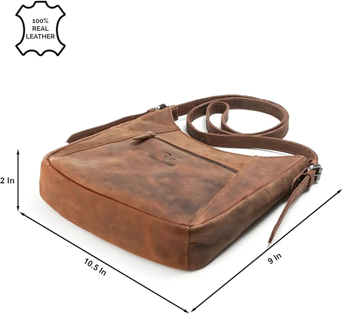 Goatter Hunter Leather Sling Cross-BodyBag for Girls And Women,