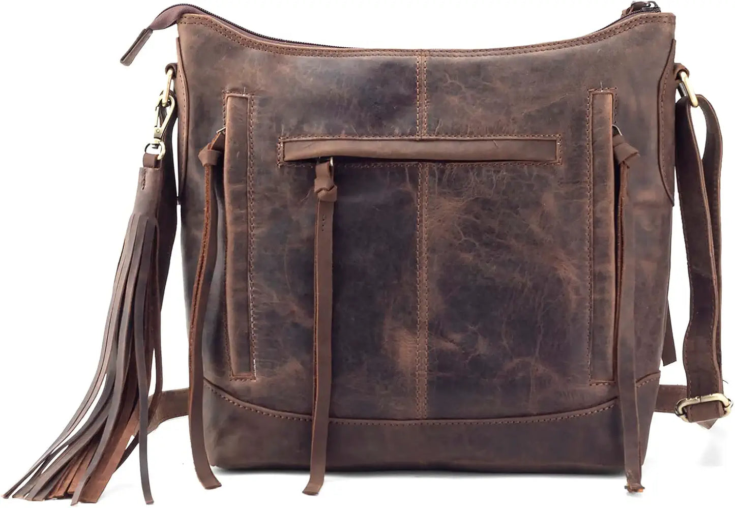 Goatter Hunter Leather 12" Inch Sling Cross-Bodybag/Shoulder Bag For Girls And Women - Brown