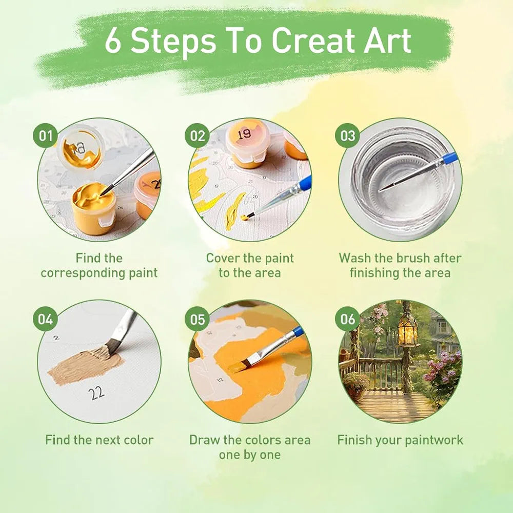 HASTHIP® DIY Paint by Numbers Kit Countryside Hallway DIY Oil Paint by Numbers Canvas Wall Decoration DIY Number Painting Natural Scenery Oil Paint Home Decoration, 40 x 50 cm