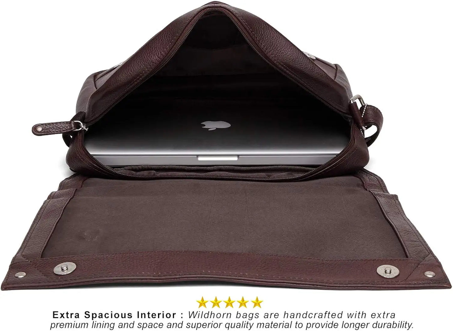 WildHorn® Classic Leather 15.5 inch Laptop Messenger Bag for Men I Office Bags I Travel Bags I Adjustable Strap I DIMENSION : L-15.5 inch W-3 inch H-12 inch