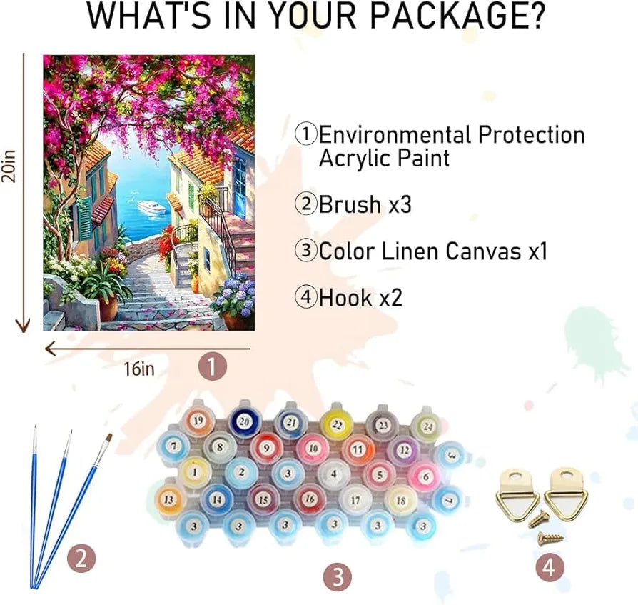 TREXEE DIY Acrylic Paint by Numbers for Adults Kids Beginner, Oil Paint by Numbers DIY PNB Painting DIY Painting by Numbers for Gift Home Wall Decor 16”W x 20”L