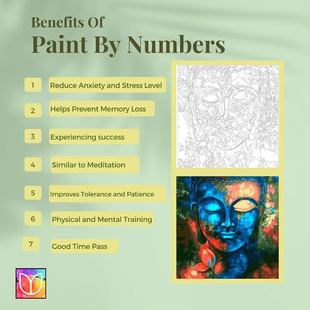 TULIP N TURTLE Jungle Muse Diy Acrylic Paint By Number Kit For Adults Kids Beginner Number Painting Kit Diy Canvas Painting By Number Wall Decoration Diy Painting Kit ,Multi-Coloured