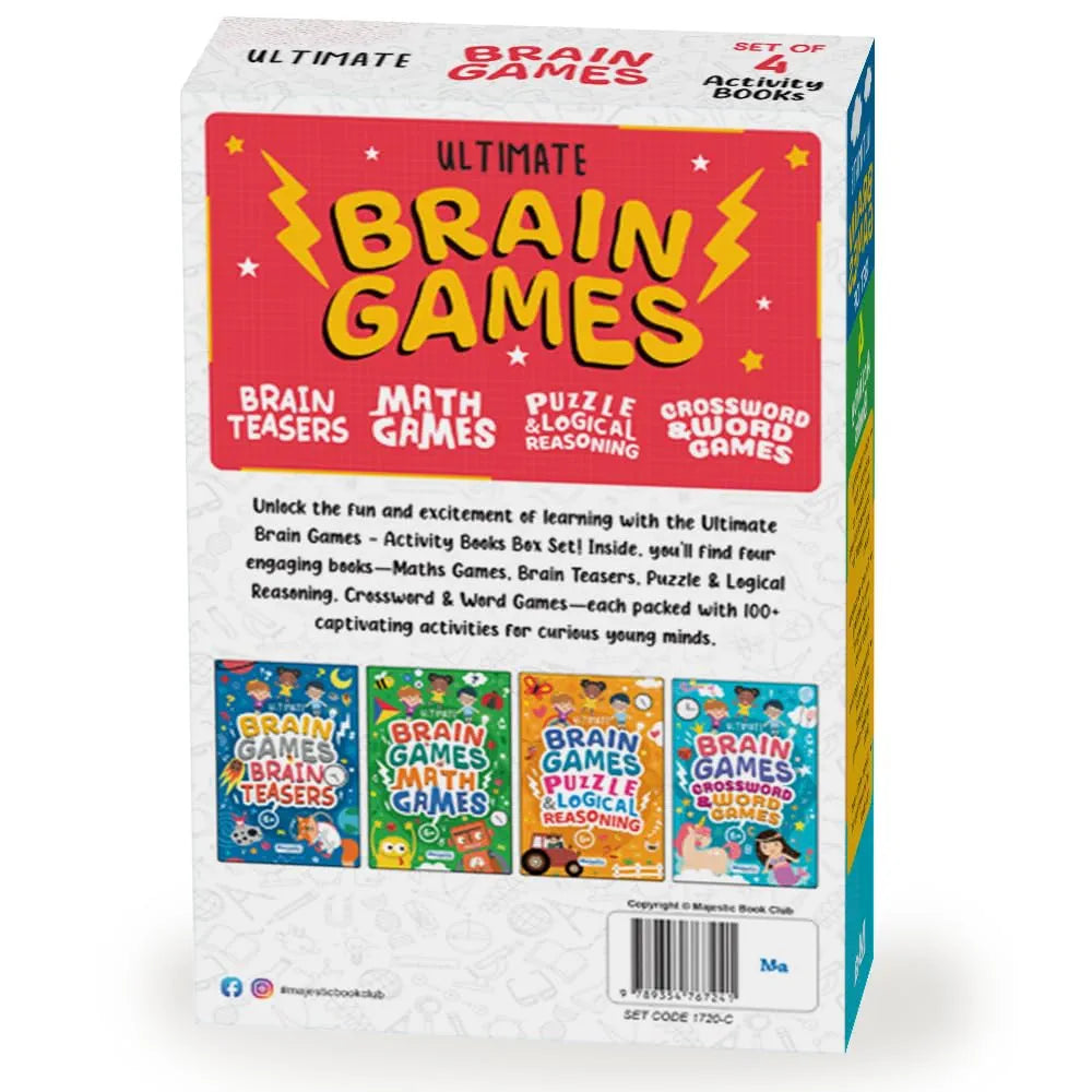 400+ Brain Boosting Activity Book for 6+ Years Old Kids | Set of 4 book - 400+ activities with Maths Games, Brain Teasers, Puzzle & Logical Reasoning, Crosswords & Word Games | The Book Tree Books
