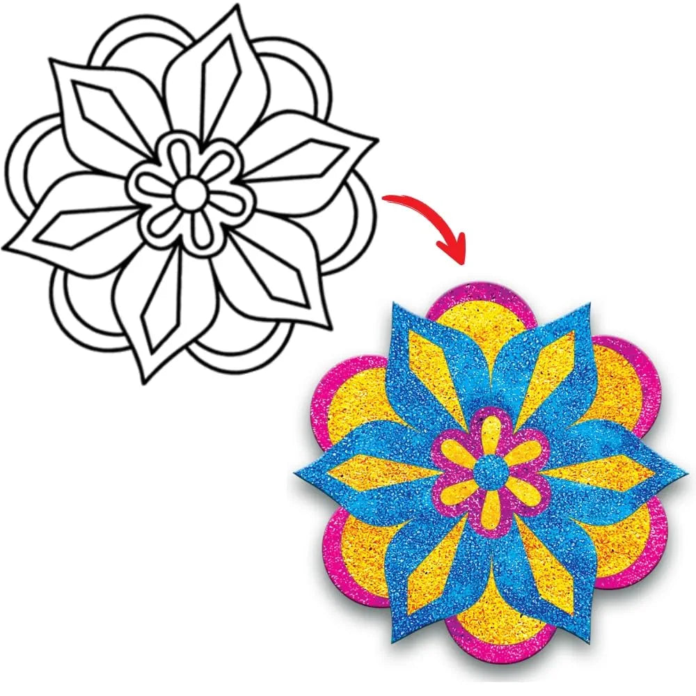 Toykraftt : Sand Art Kit Rangoli Mandala, Sand Art Activity Kit For Kids, Art And Craft, Gift Item For 6 Year Olds - Multicolor