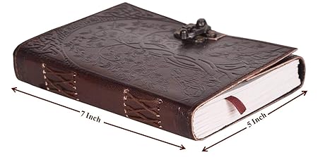 CraftShades- Handmade Leather Diary Embossed with star, journey & double wolf Diary with Antique Lock for Artist Sketchbook, Scrapbook, Drawing, Writing etc .Size 5 * 7 inch (DOUBLE WOLF)