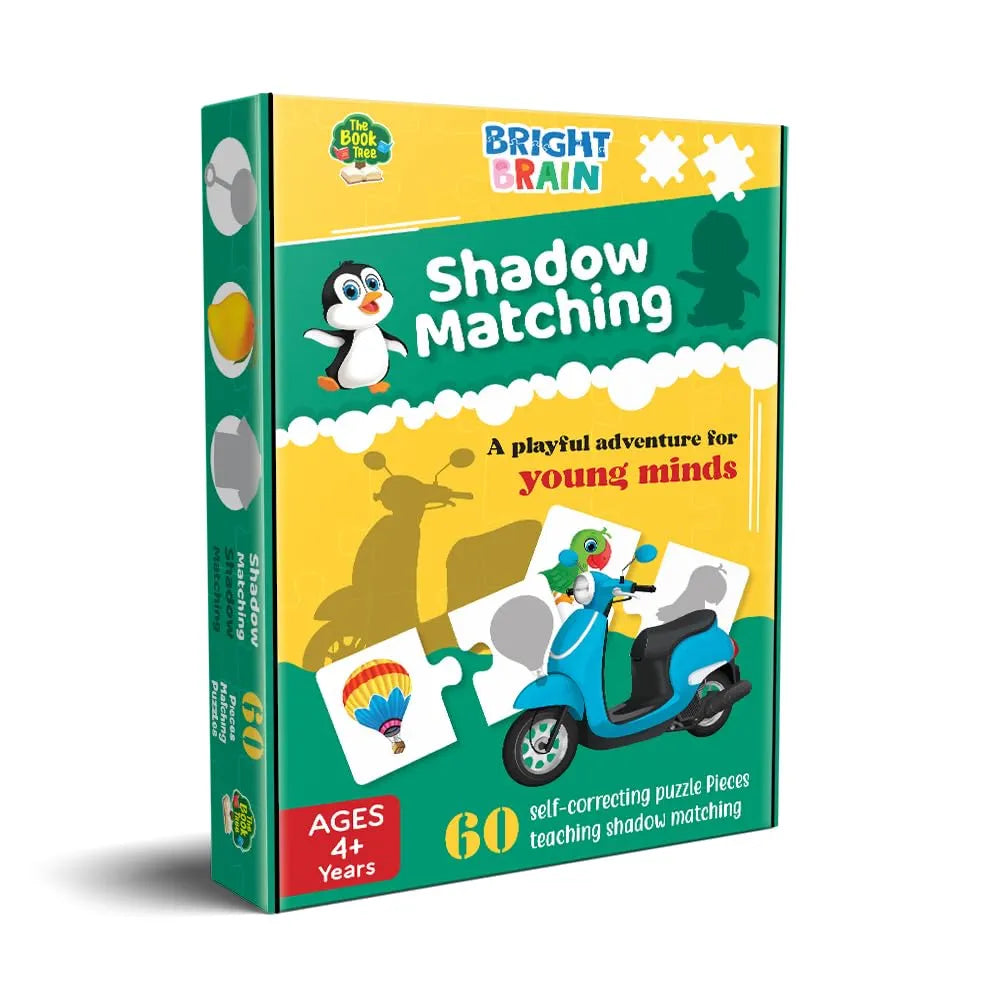 The Book Tree Bright Brain Shadow Matching 60 Piece Jigsaw Puzzle for Preschoolers, Educational Toy for Learning Matching Pictures, Gifts for Kids Ages 3 to 6 by Majestic Book Club