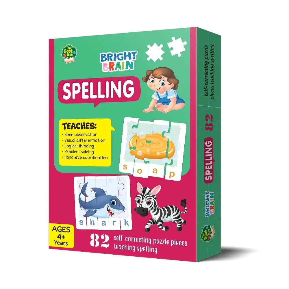 The Book Tree Bright Brain Spellings 82 Piece Jigsaw Puzzle for Preschoolers, Educational Toy for Learning Space, Gifts for Kids Ages 3 to 6 by Majestic Book Club