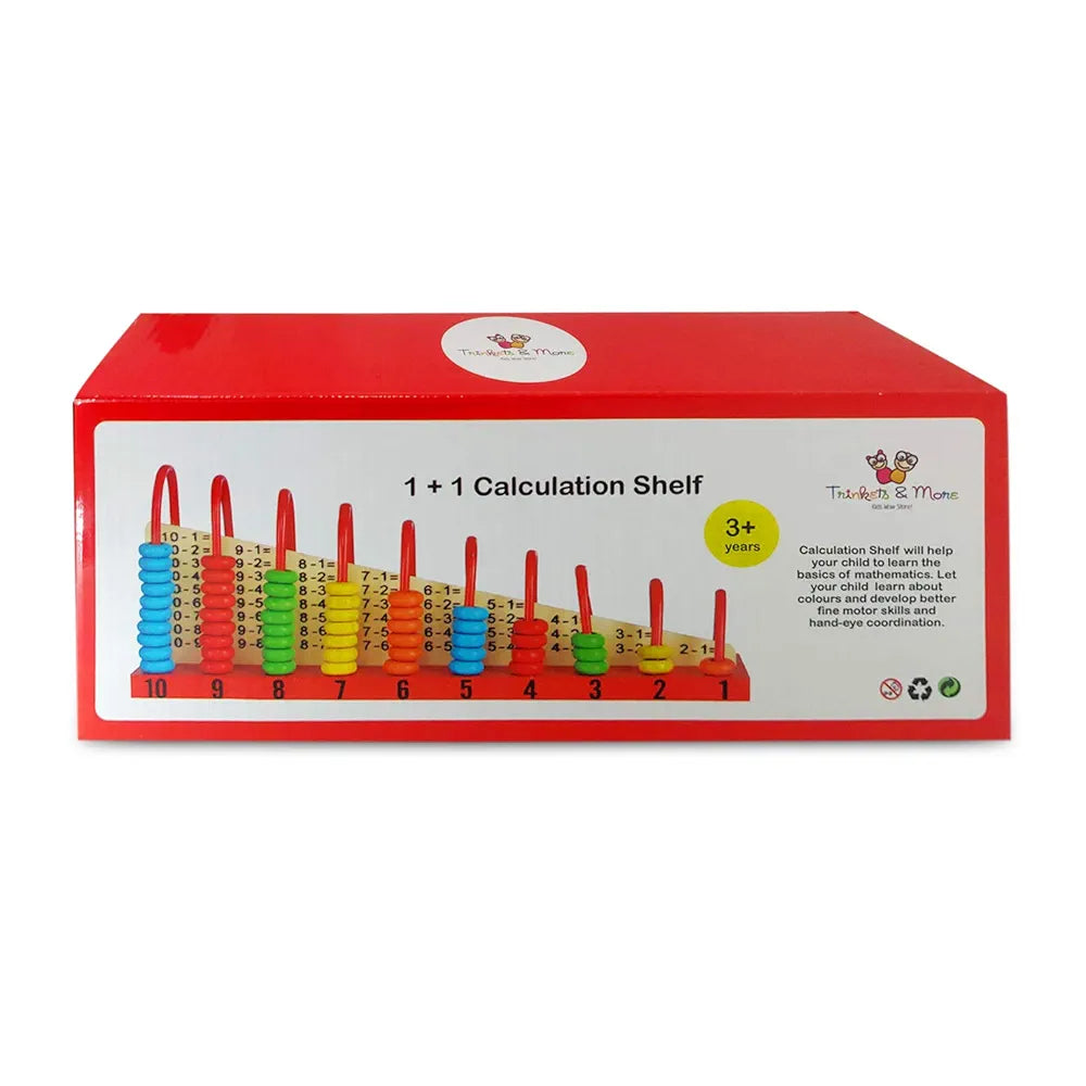 Trinkets & Moreยฎ - Wooden Calculation Shelf | Abacus Counting Addition Subtraction | Maths Learning Early Educational Kit Toy for Kids 3+ Years