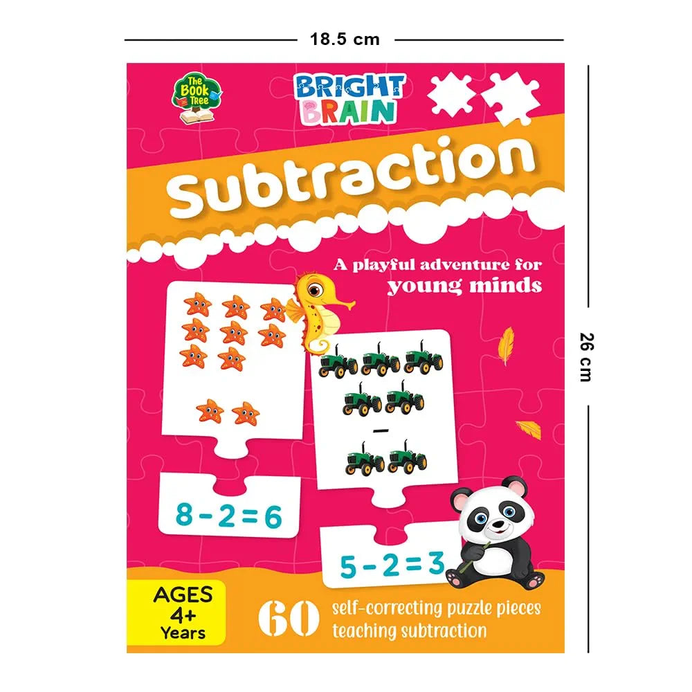 Bright Brain Subtraction Puzzle for Kids – 60 Self-Correcting Pieces | Math Learning Game for Preschoolers | Educational Toy for Early Math Skills | Ages 4+ by Majestic Book Club