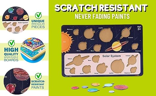 Fiddly's Solar System Wooden Puzzle for Kids | Educational Stm Toy