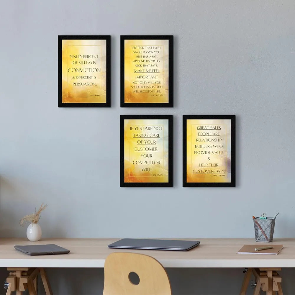 ArtX Paper Business Sales & Marketing Motivational Quotes B0D4VLF39N Wall Frames Set of 4