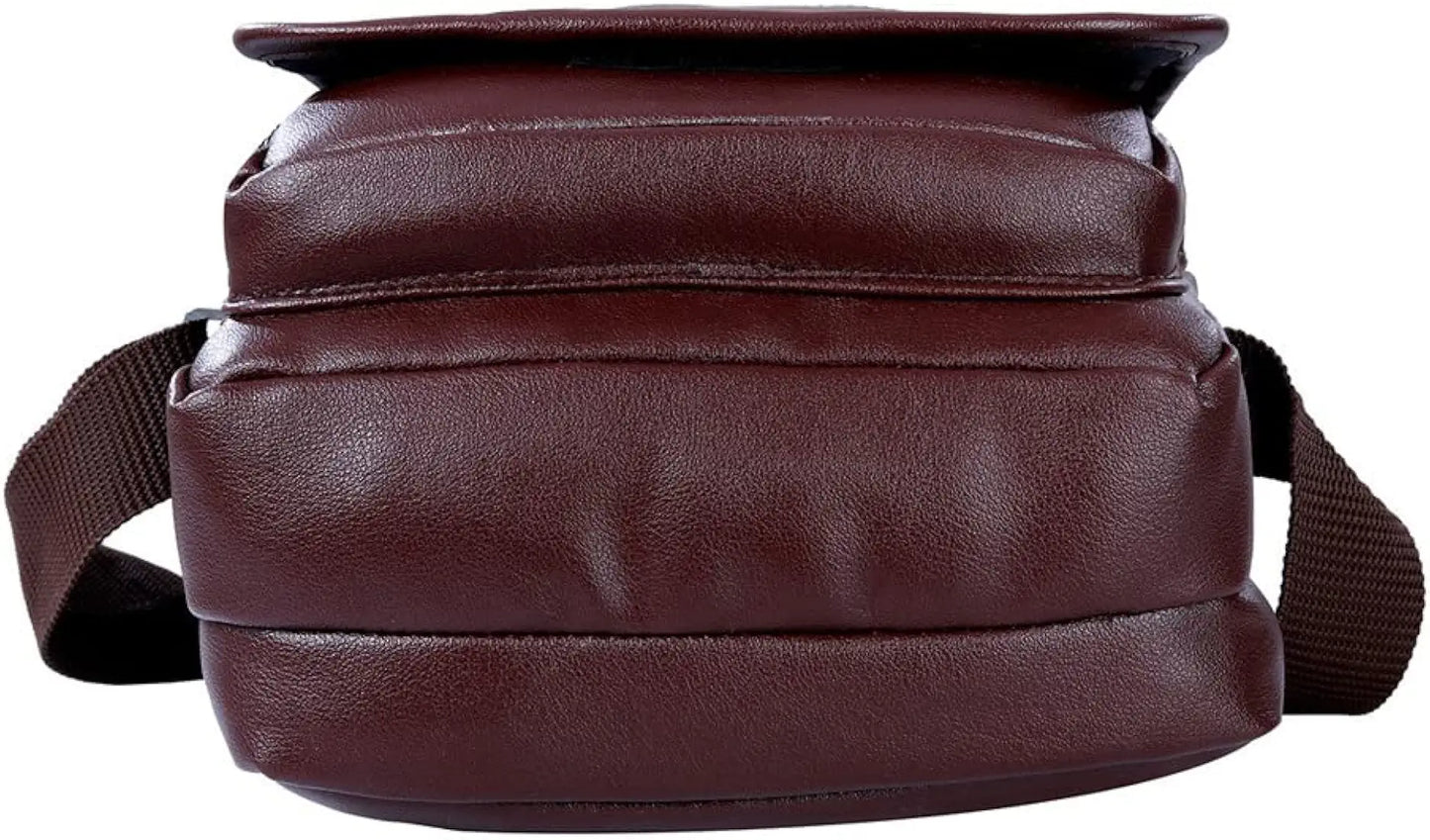 Leather World Sling Bag for Men PU Leather Messenger Cross Body Travel Office One Side Chest Shoulder Bag for Men & Women