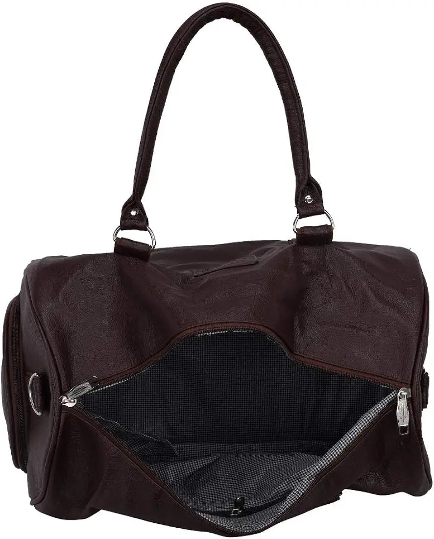 Leather World Duffle Bag for Travel with Shoe Pocket for Men and Women Made of Textured Leatherette with Detachable Shoulder Strap Cabin Bag