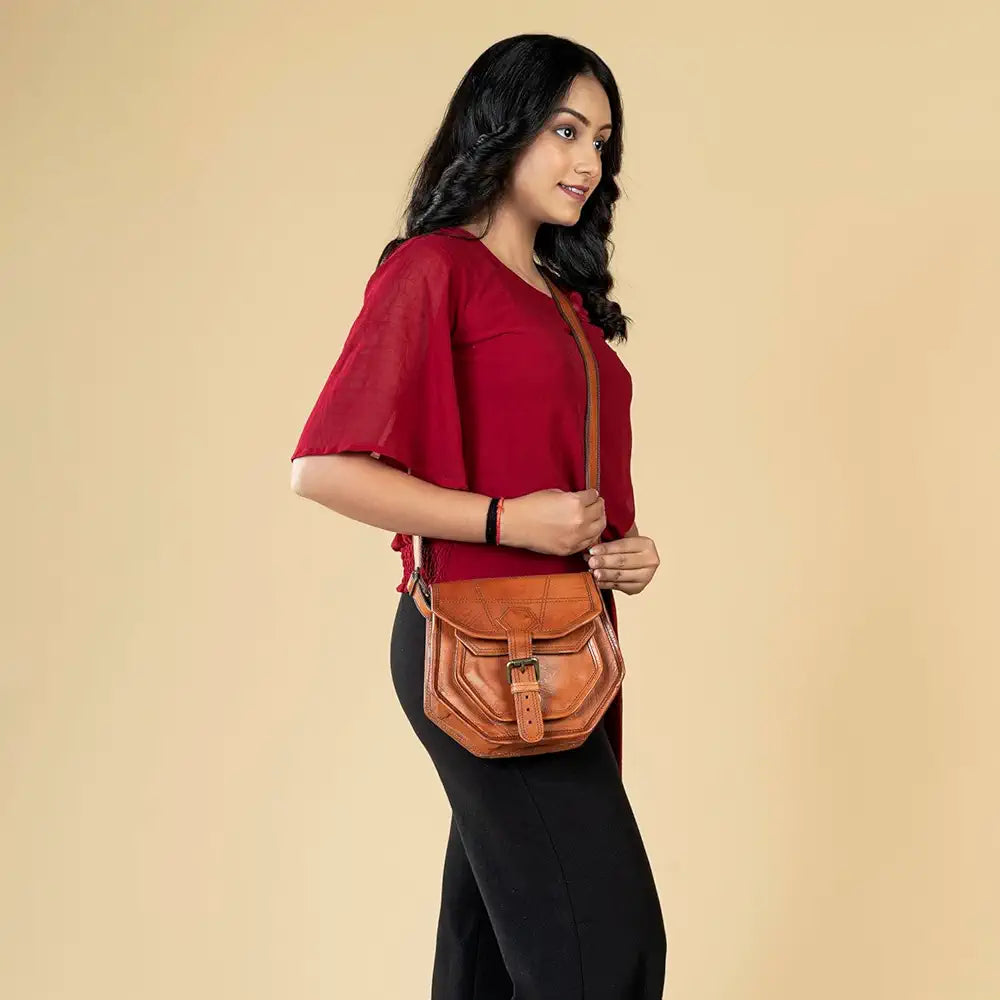 Goatter Genuine Leather Casual Sling Bag for Girls and Women
